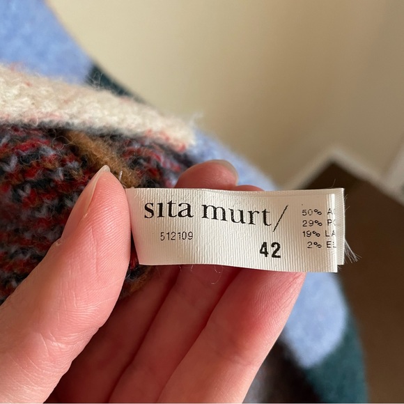 Sita Murt Anthropologie Maxi Length Geo Jacquard Longline Cardigan Sweater 42 - Picture 7 of 15